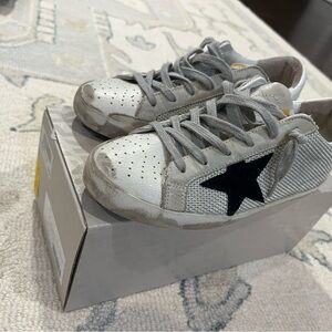 Golden Goose Silver Sneakers with Black Star